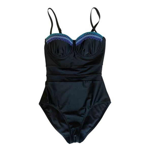 New Seekers Australia One Piece Black Swimsuit Women’s Sz 6 Small Full Piece - Picture 1 of 4